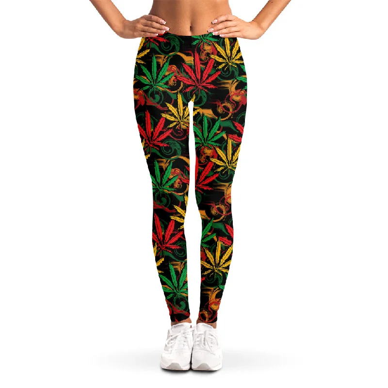 Price Buster Rasta Marijuana Pattern Print Women's Leggings
