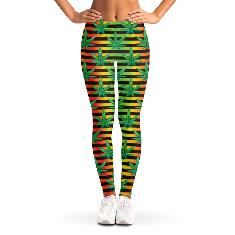 Exclusive Preview Rasta Striped Pattern Print Women's Leggings