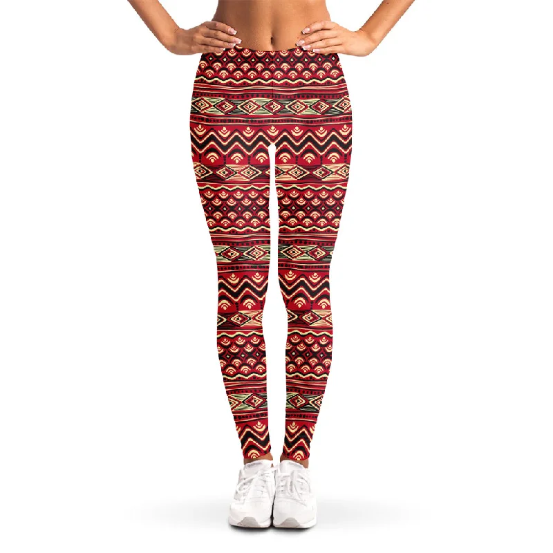 While Supplies Last Red African Tribal Pattern Print Women's Leggings