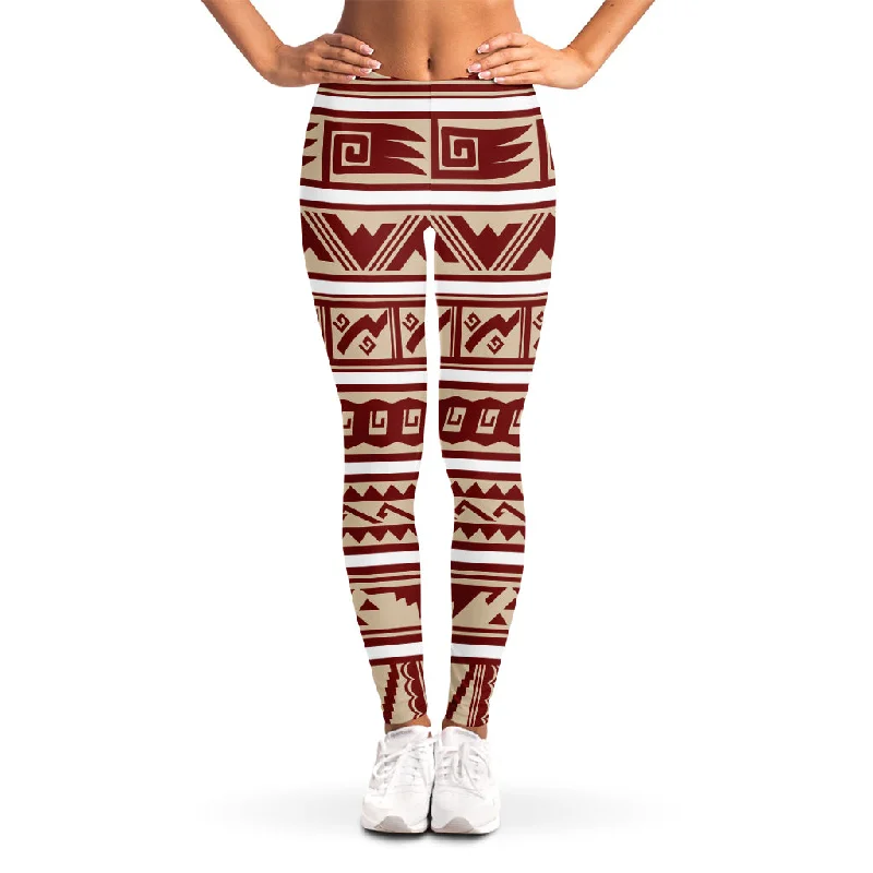 Limited Time Offer Red And Beige Southwestern Pattern Print Women's Leggings