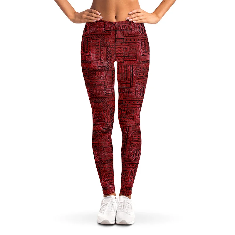 Holiday Sale Red And Black African Ethnic Print Women's Leggings