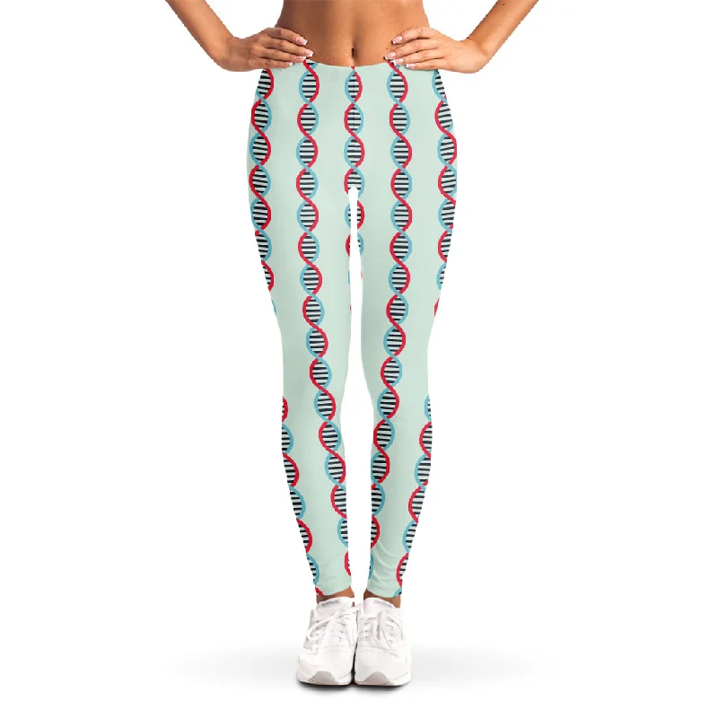 Closeout Red And Blue DNA Pattern Print Women's Leggings