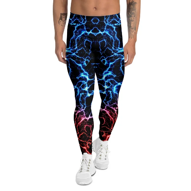 Reduced Prices Red And Blue Electrical Print Men's Leggings