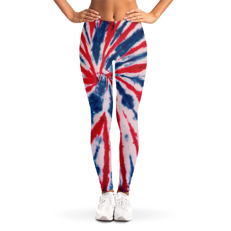 Discount Deals Red And Blue Spider Tie Dye Print Women's Leggings