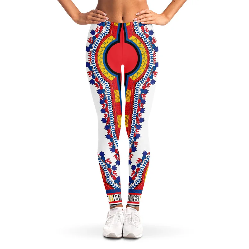 Incredible Offers Red And White African Dashiki Print Women's Leggings