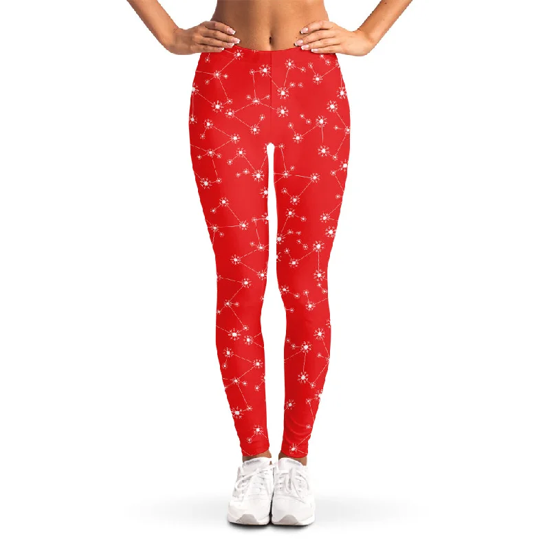 Fantastic Offers Red And White Snowflake Pattern Print Women's Leggings