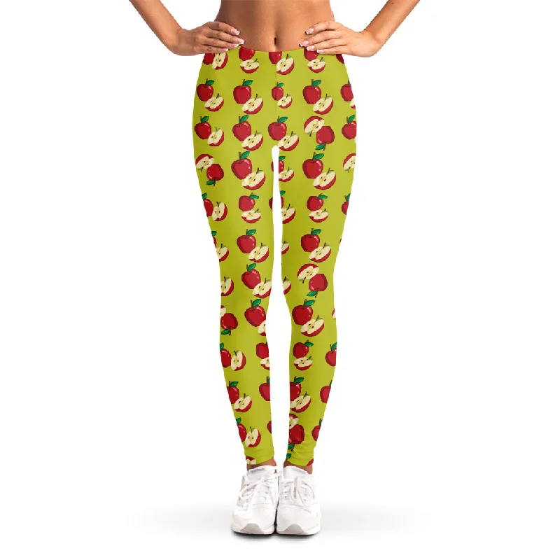 Warehouse Sale Red Apple Fruit Pattern Print Women's Leggings