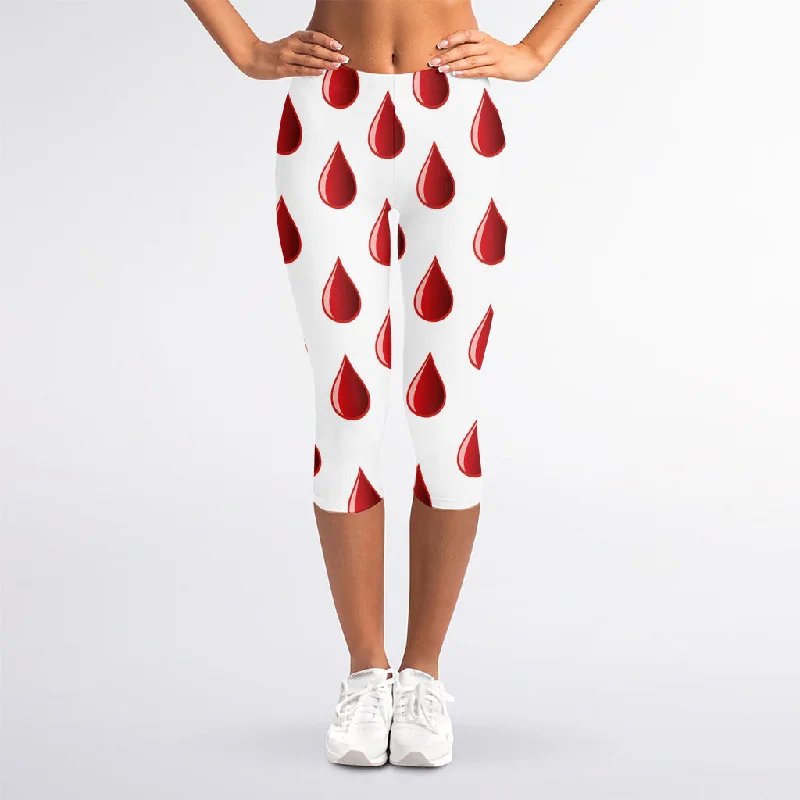 Great Bargains Red Blood Drop Pattern Print Women's Capri Leggings