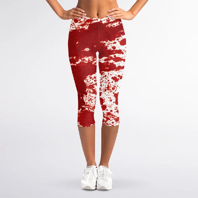 Markdowns Red Blood Stains Print Women's Capri Leggings