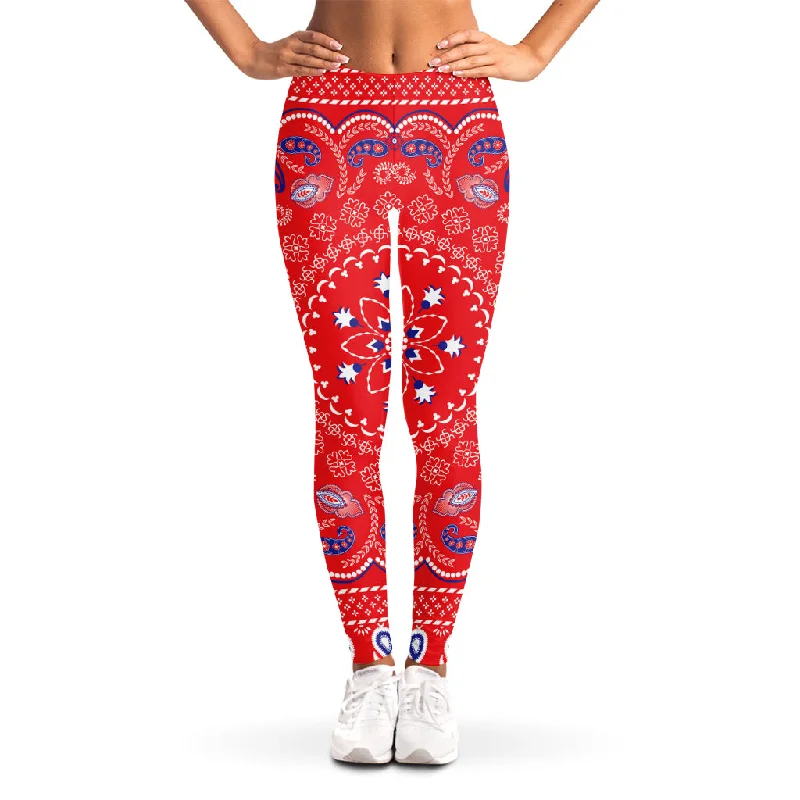 Holiday Sale Red Blue And White Bandana Print Women's Leggings