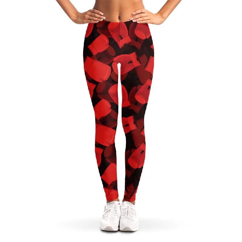 Year-End Clearance Red Boxing Gloves Pattern Print Women's Leggings