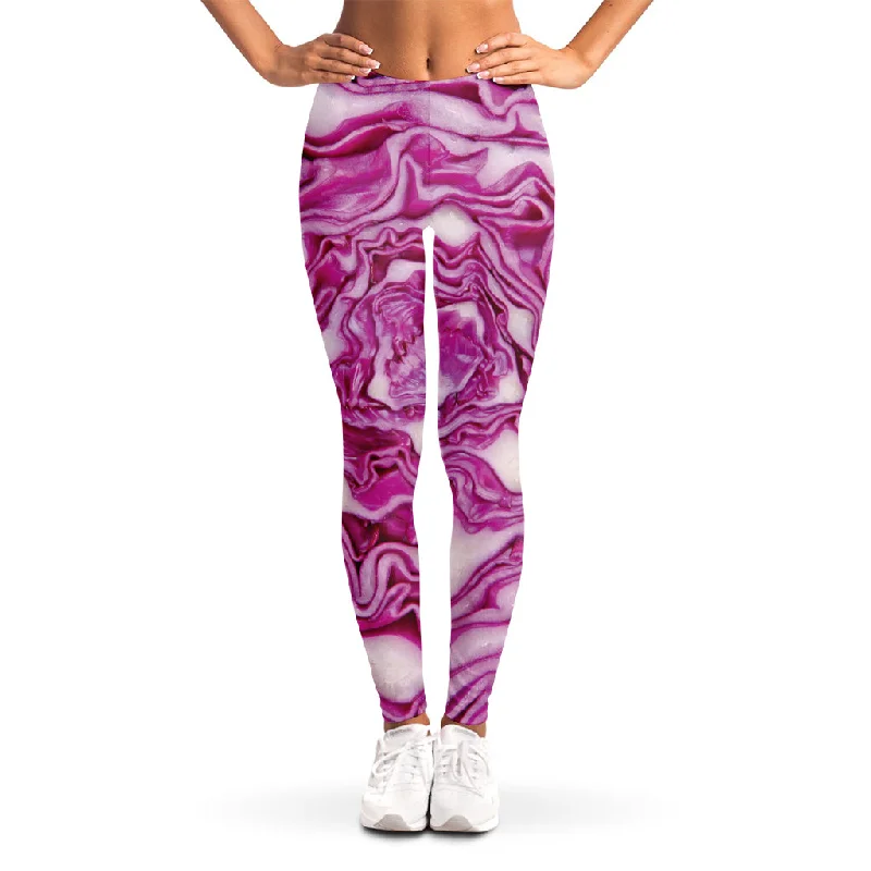 Take Advantage Red Cabbage Print Women's Leggings