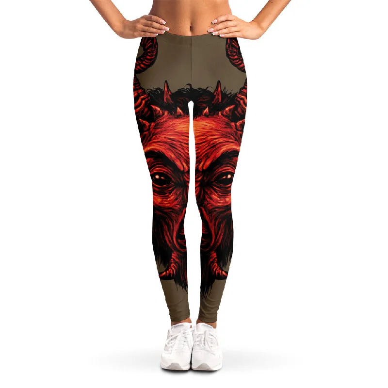 Limited Availability Red Devil Satan Print Women's Leggings