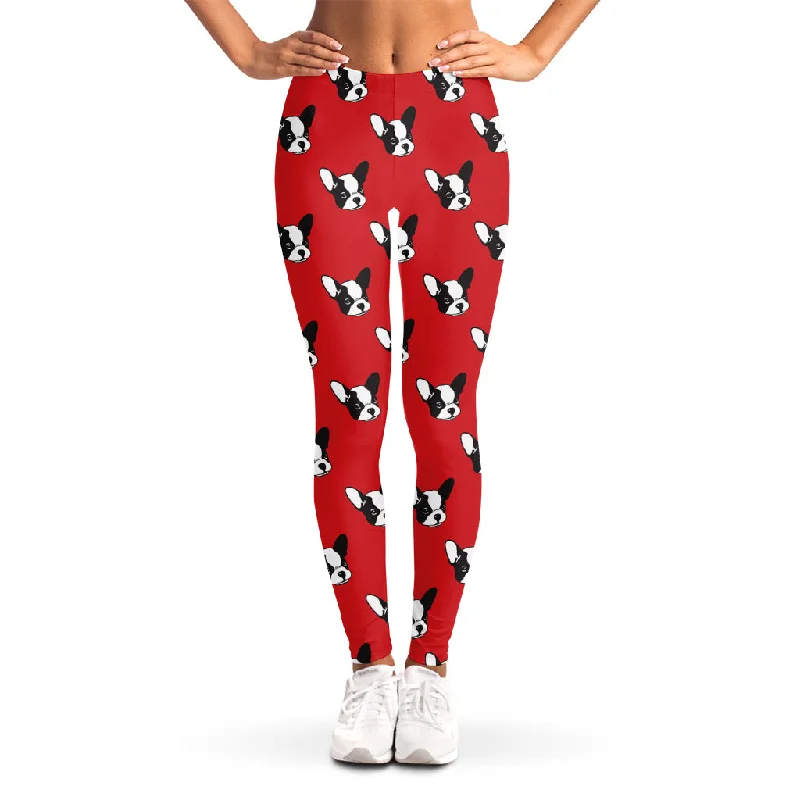 Huge Discounts Red French Bulldog Pattern Print Women's Leggings