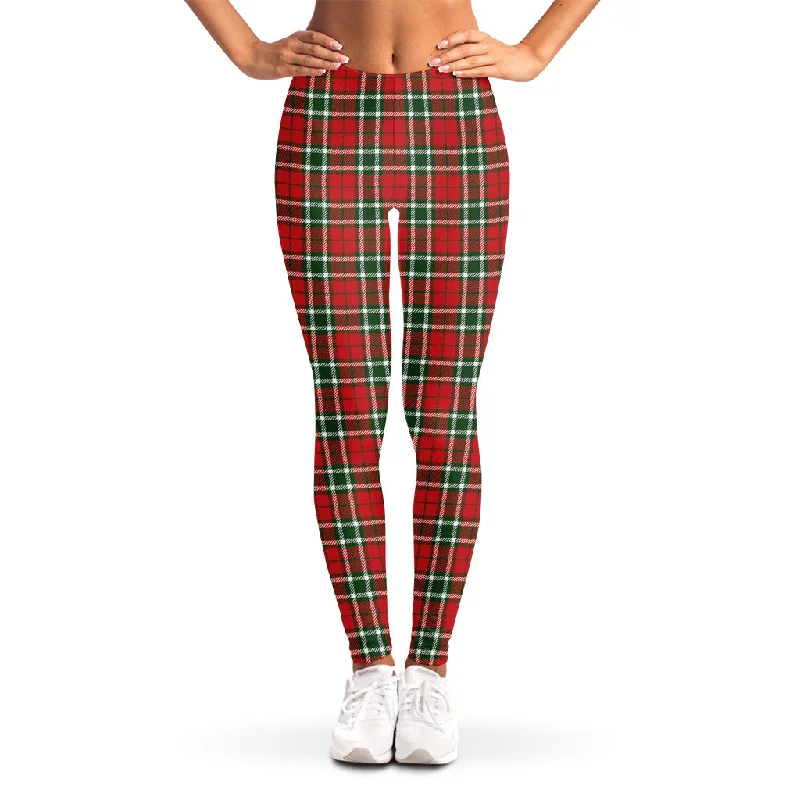Buy Now Red Green And White Tartan Pattern Print Women's Leggings