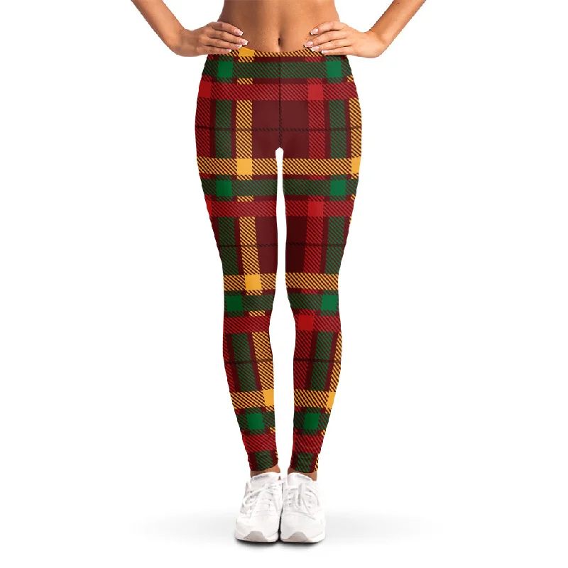 Big Discounts Red Green And Yellow Stewart Print Women's Leggings