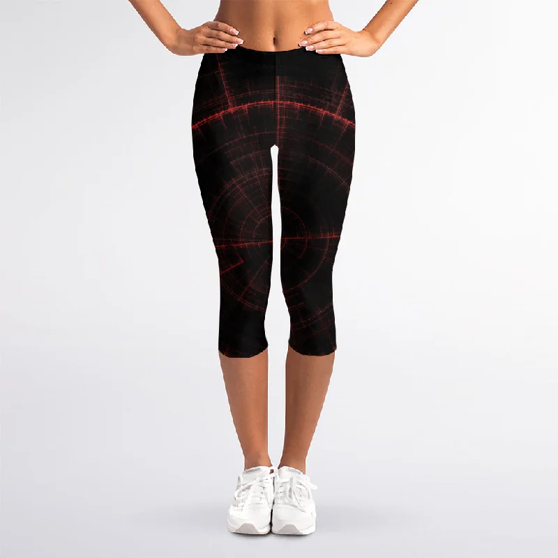 Markdowns Red Gun Sight Print Women's Capri Leggings