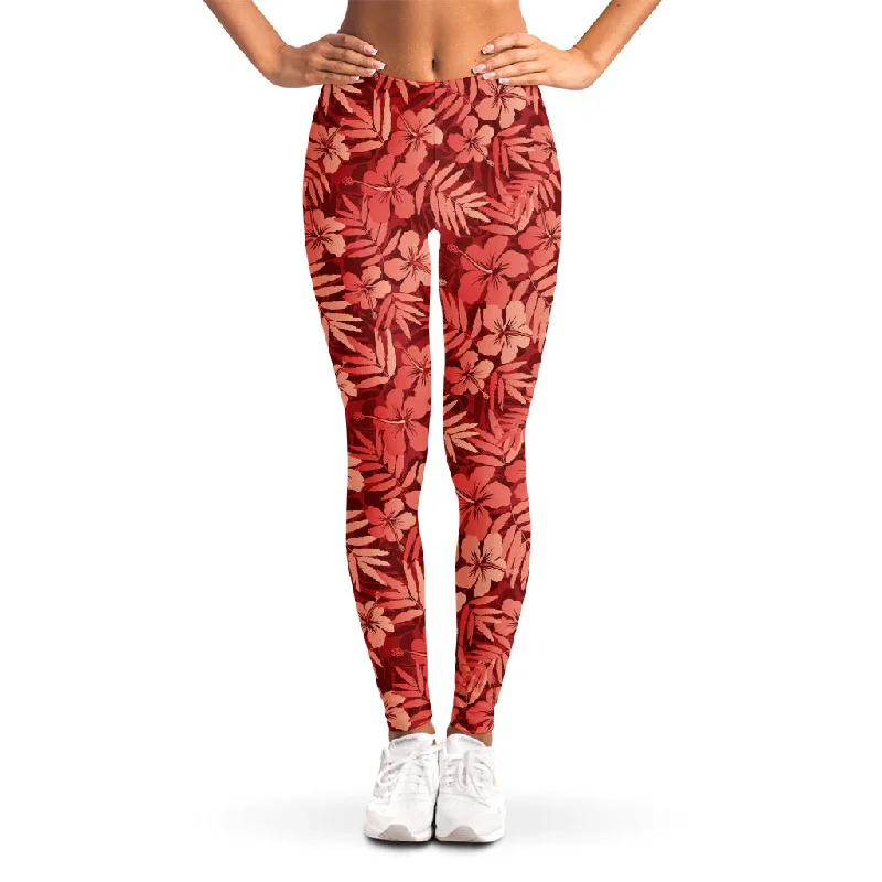 Today's Special Red Hawaiian Tropical Pattern Print Women's Leggings