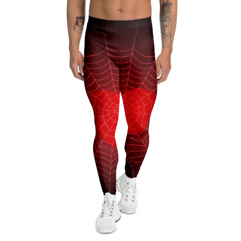 Savings Alert Red Heart Spider Web Print Men's Leggings