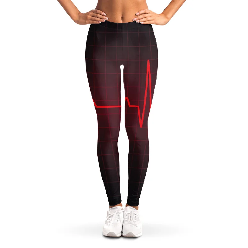 Extra Discounts Red Heartbeat Print Women's Leggings
