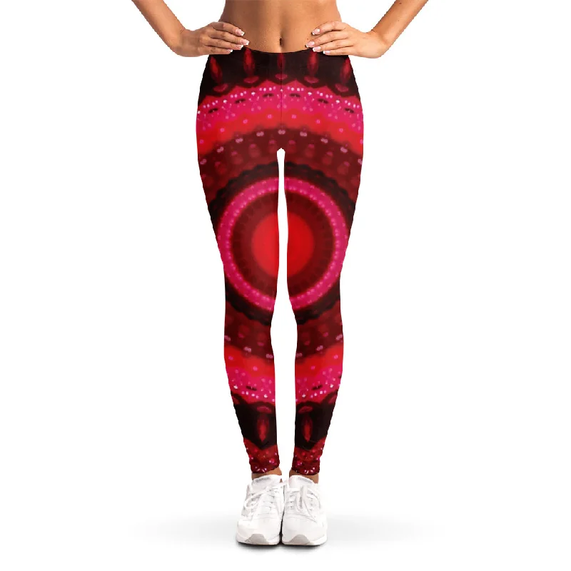 Price Reduction Red Kaleidoscope Print Women's Leggings