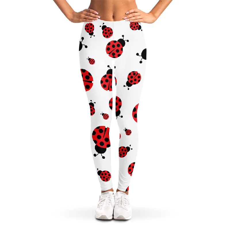 Limited Availability Red Ladybug Pattern Print Women's Leggings