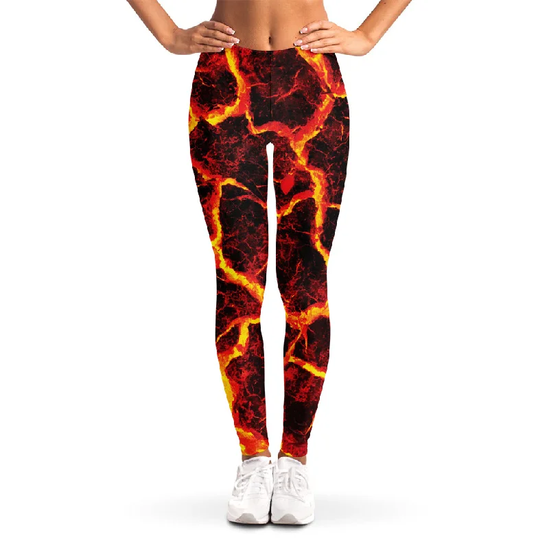 Special Discount Red Lava Print Women's Leggings