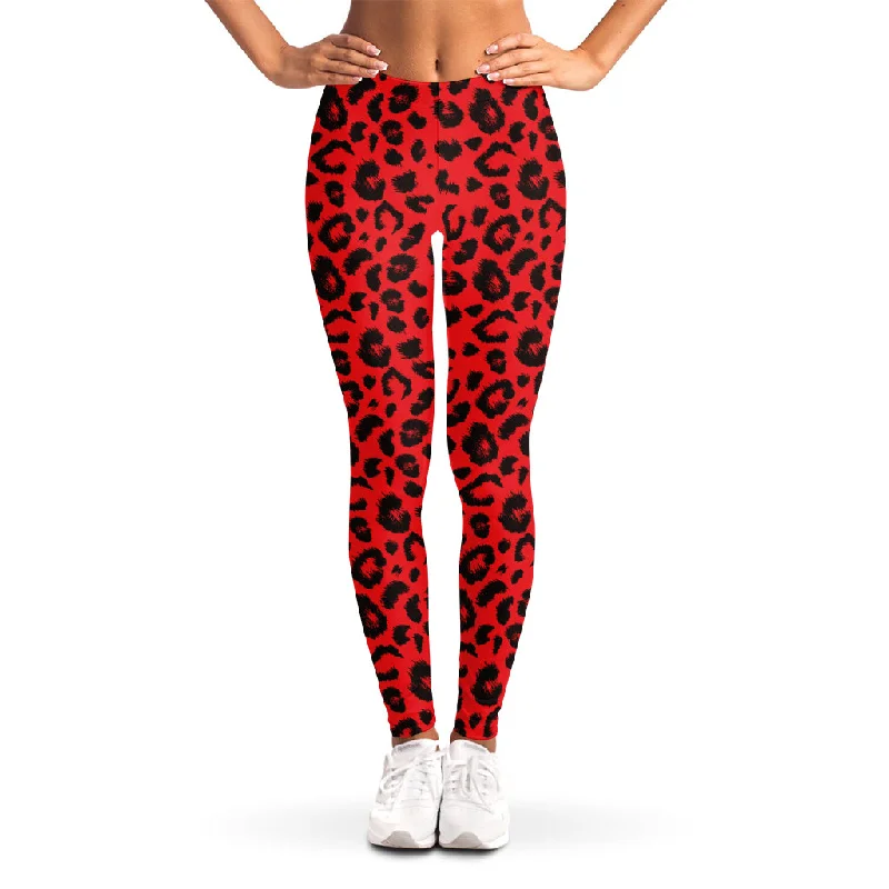 Quick Sale Red Leopard Print Women's Leggings