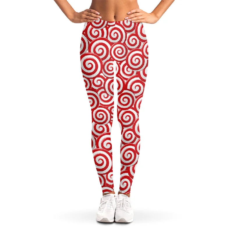 New Markdowns Red Lollipop Candy Pattern Print Women's Leggings