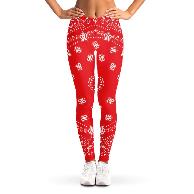 Final Markdown Red Paisley Bandana Print Women's Leggings