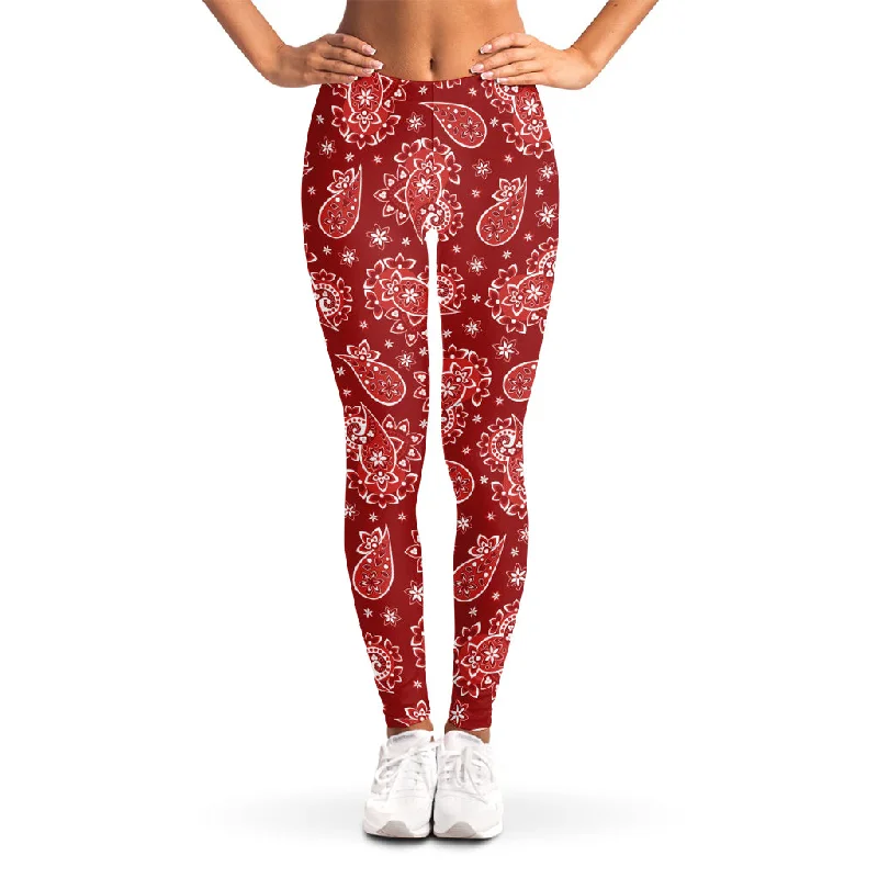 Fantastic Offers Red Paisley Pattern Print Women's Leggings