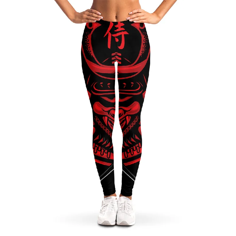 Super Sale Red Samurai Mask Print Women's Leggings
