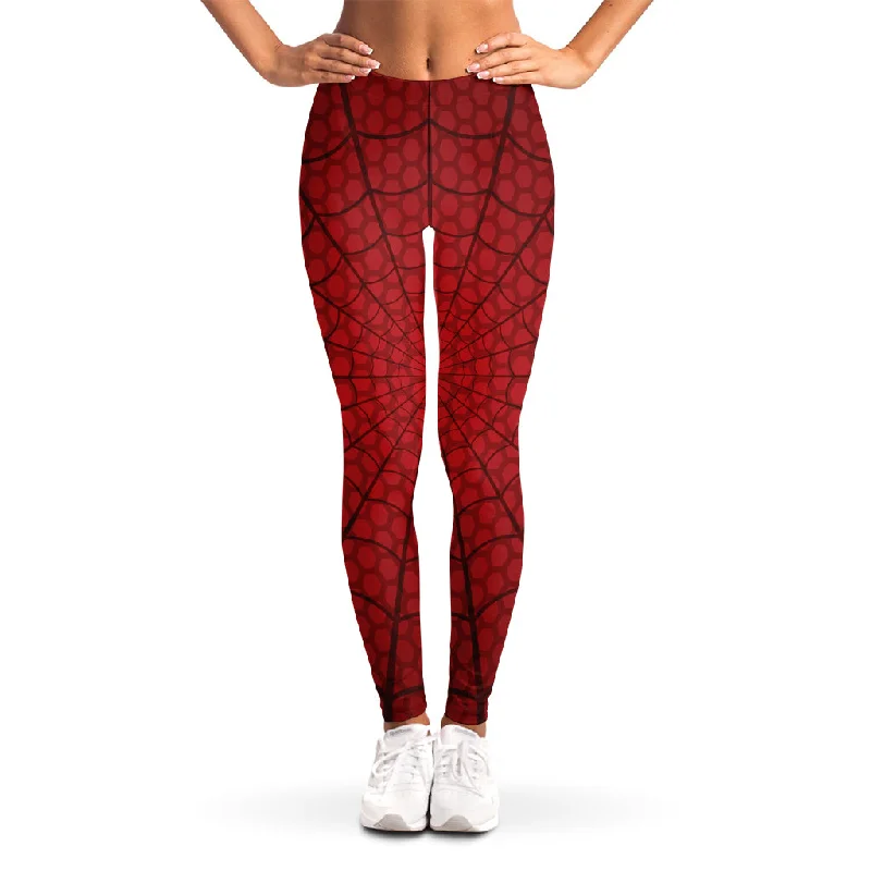 Price Blitz Red Spider Web Print Women's Leggings