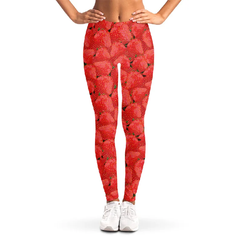 Friends and Family Sale Red Strawberry Pattern Print Women's Leggings