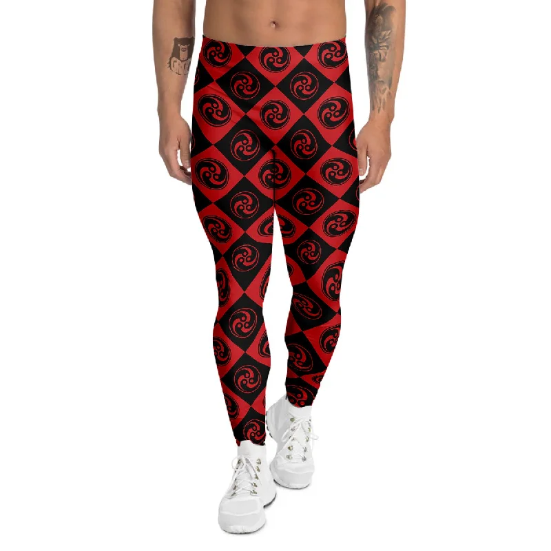 Exclusive Access Red Tomoe Print Pattern Men's Leggings