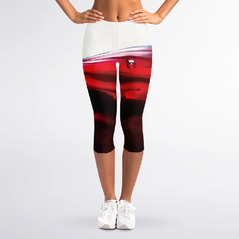 Lowest Prices Red Wine Print Women's Capri Leggings