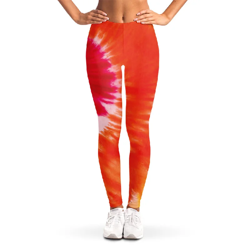 Limited Time Offer Red Yellow And Orange Tie Dye Print Women's Leggings