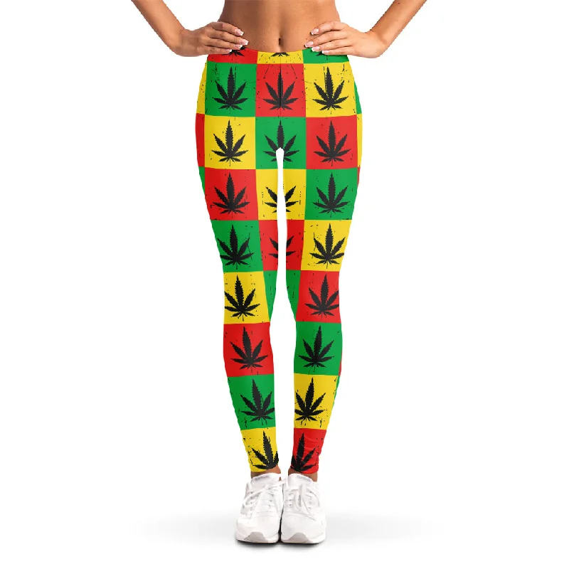 Stock Clearance Reggae Marijuana Leaf Pattern Print Women's Leggings