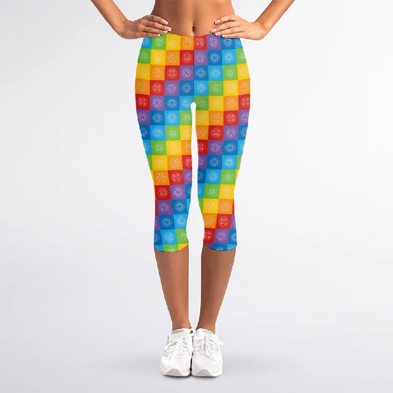 Blowout Deals Reiki And The 7 Chakras Pattern Print Women's Capri Leggings