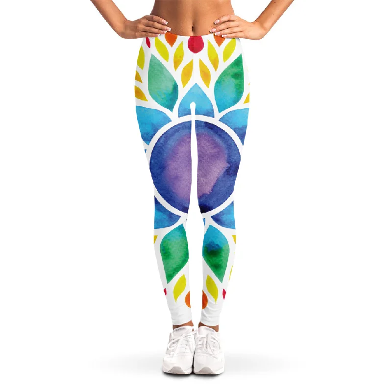 New Arrival Reiki Chakra Flower Print Women's Leggings