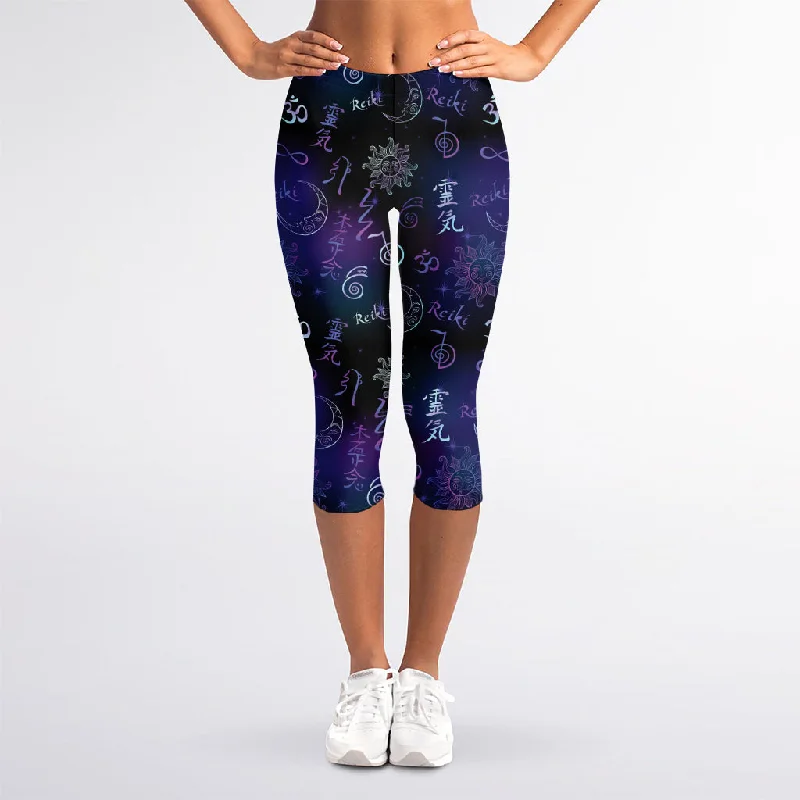 Discount Mania Reiki Energy Pattern Print Women's Capri Leggings