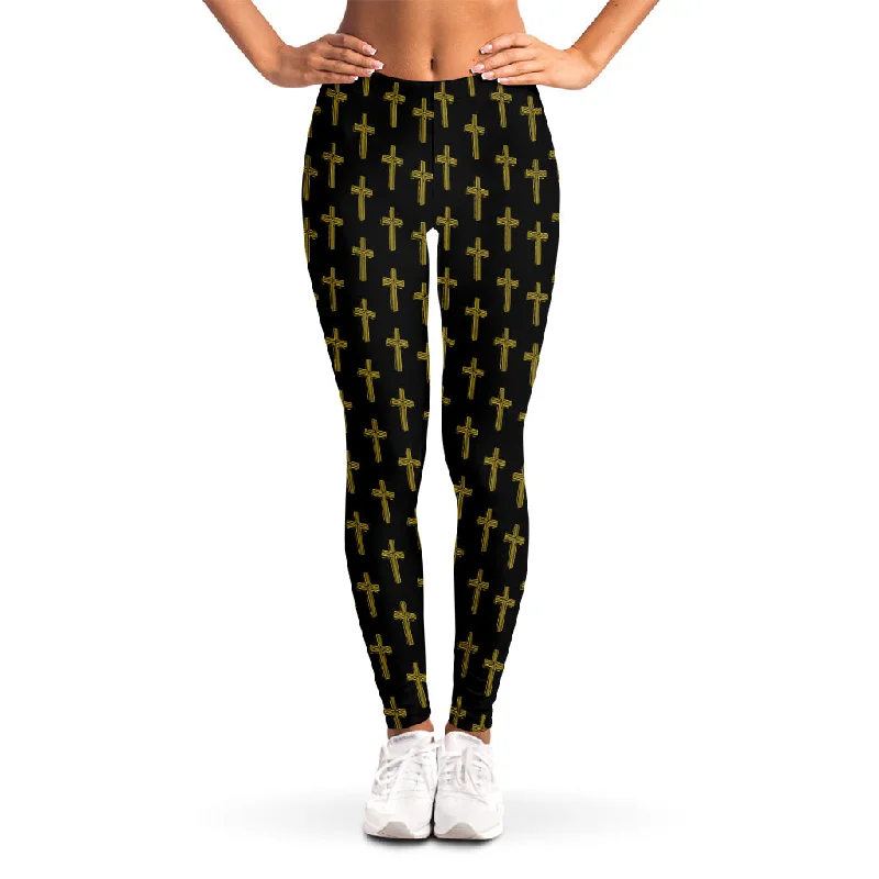 Unmissable Offer Religious Cross Pattern Print Women's Leggings