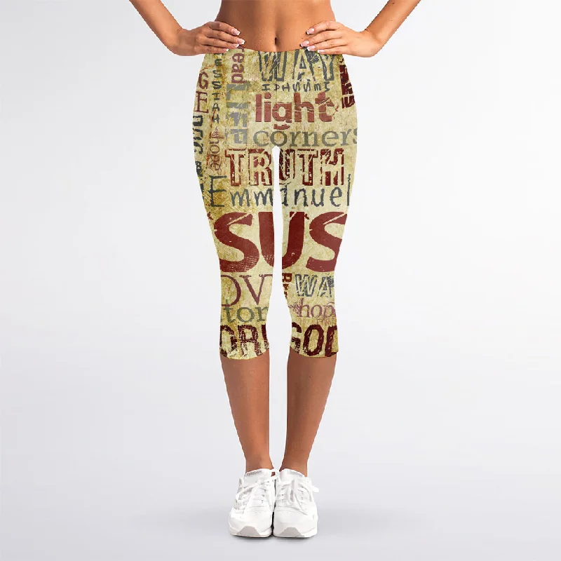 Steals and Deals Religious Word Of God Print Women's Capri Leggings