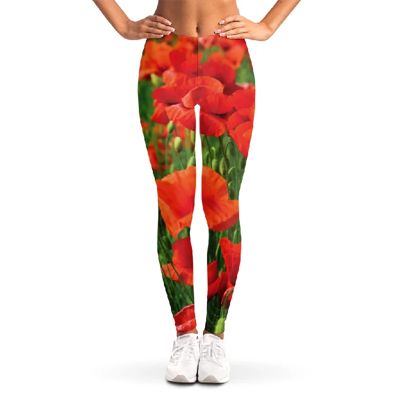 Take Advantage Remembrance Day Poppy Print Women's Leggings