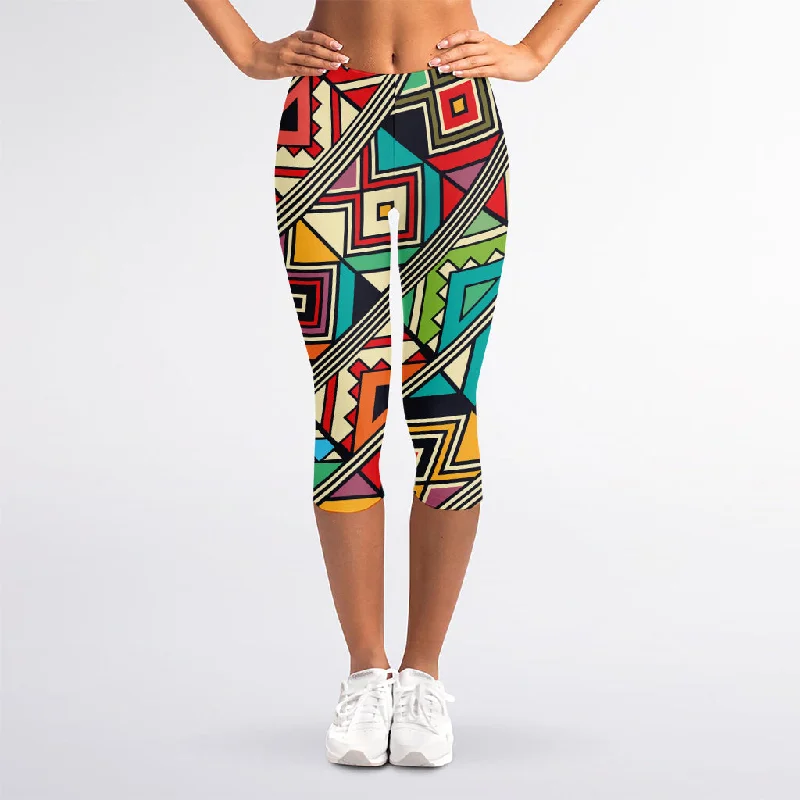 Buy More, Save More Retro African Ethnic Tribal Print Women's Capri Leggings