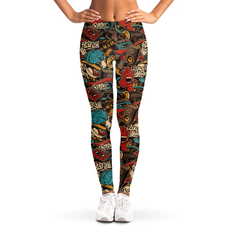 Low Prices Retro Graffiti Pattern Print Women's Leggings