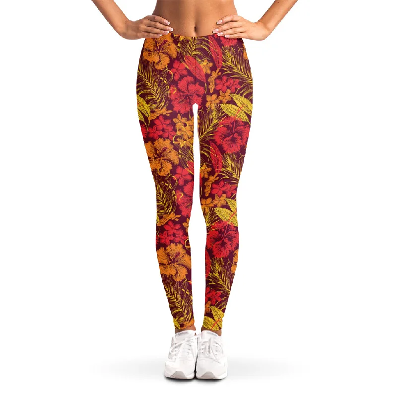 Early Access Retro Hawaiian Tropical Floral Print Women's Leggings
