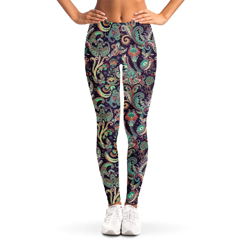 Deep Discounts Retro Indian Paisley Pattern Print Women's Leggings