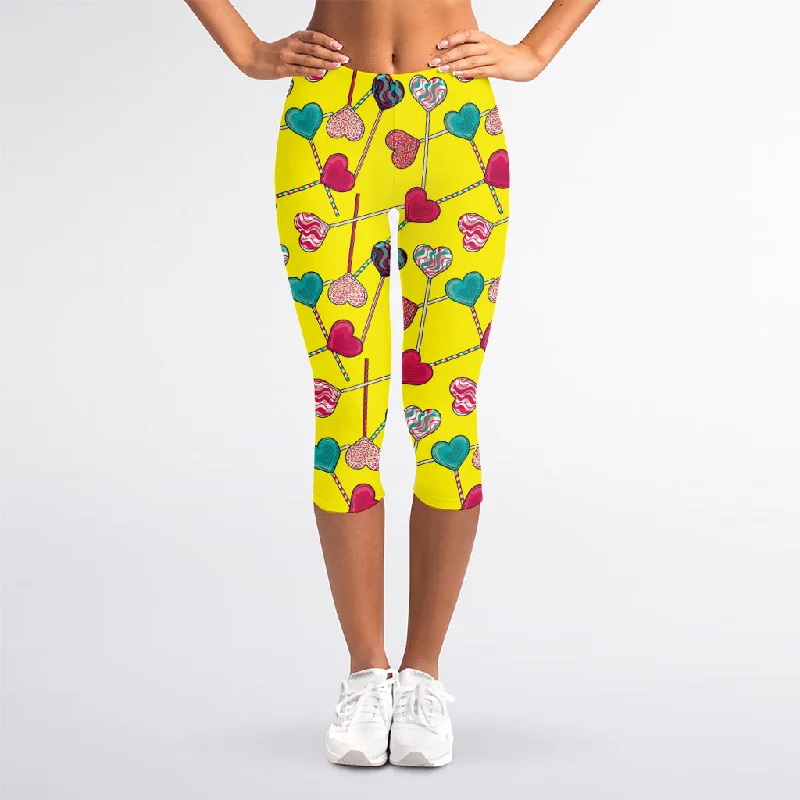 Limited Availability Retro Lollipop Print Women's Capri Leggings