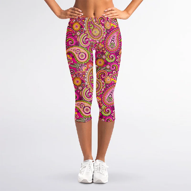 Best Bargains Retro Paisley Pattern Print Women's Capri Leggings